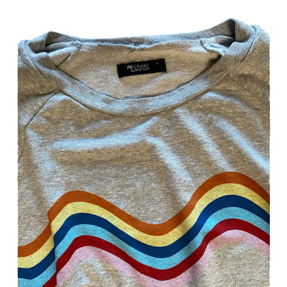 NEW MICHAEL LAUREN RAINBOW STRIPE PULLOVER - Picture 5 of 6